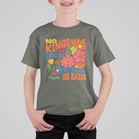 No Kings Wildflower Protest T Shirt For Kid No Fascists No Tyrants No Nazis