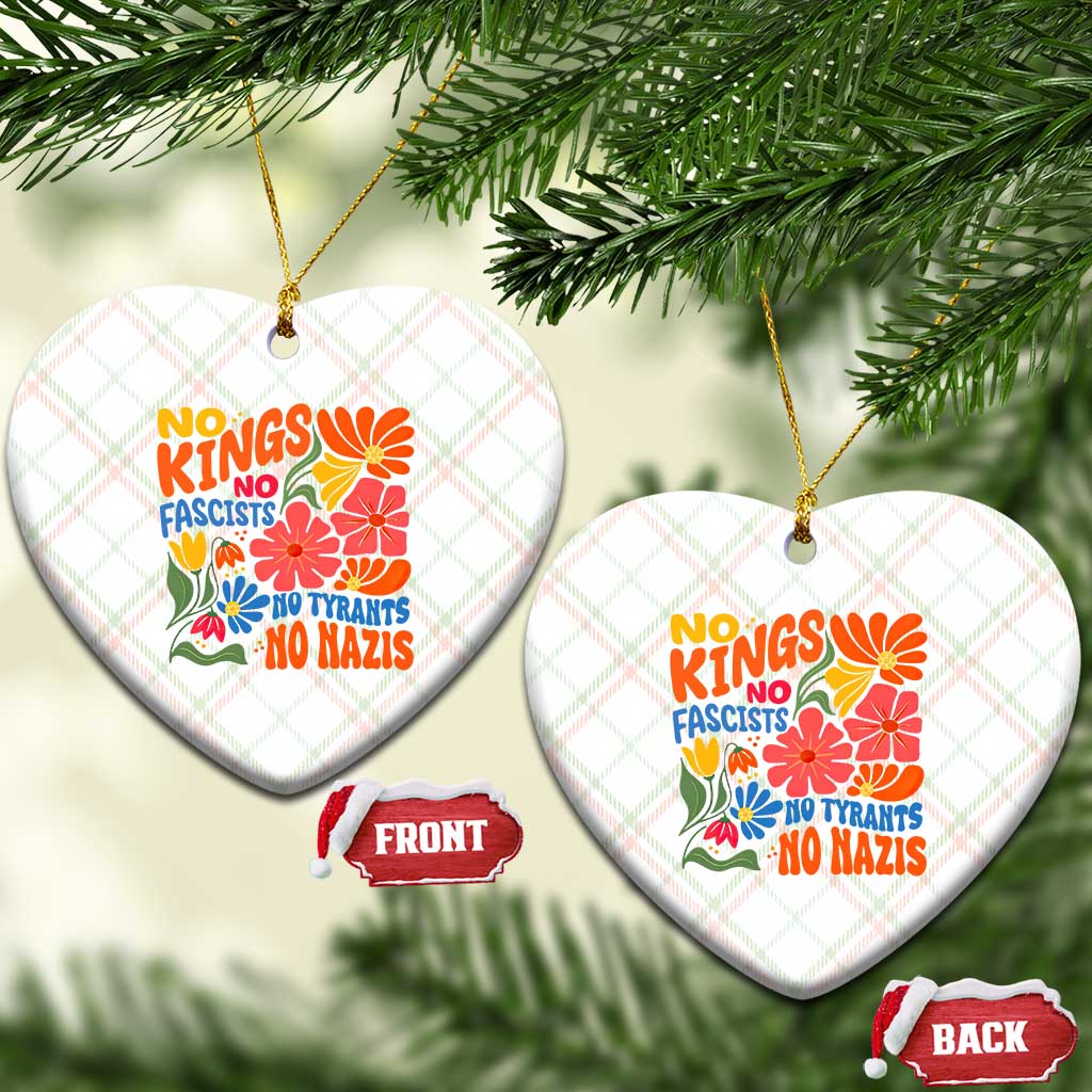 No Kings Wildflower Protest Ceramic Ornament No Fascists No Tyrants No Nazis