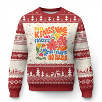 No Kings Wildflower Protest Ugly Christmas Sweater No Fascists No Tyrants No Nazis