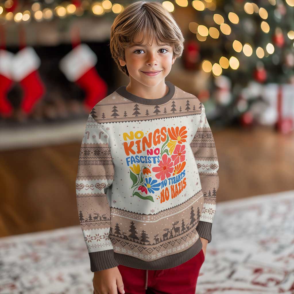No Kings Wildflower Protest Ugly Christmas Sweater No Fascists No Tyrants No Nazis