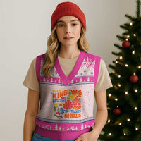 No Kings Wildflower Protest V-Neck Knit Sweater Vest No Fascists No Tyrants No Nazis