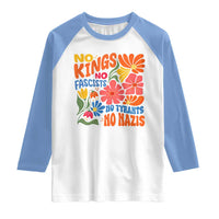 No Kings Wildflower Protest Raglan Shirt No Fascists No Tyrants No Nazis