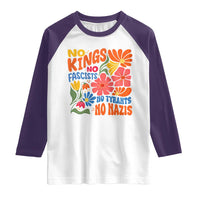 No Kings Wildflower Protest Raglan Shirt No Fascists No Tyrants No Nazis