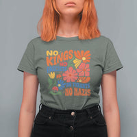 No Kings Wildflower Protest T Shirt For Women No Fascists No Tyrants No Nazis
