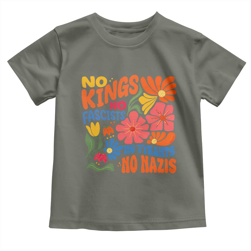 No Kings Wildflower Protest Toddler T Shirt No Fascists No Tyrants No Nazis