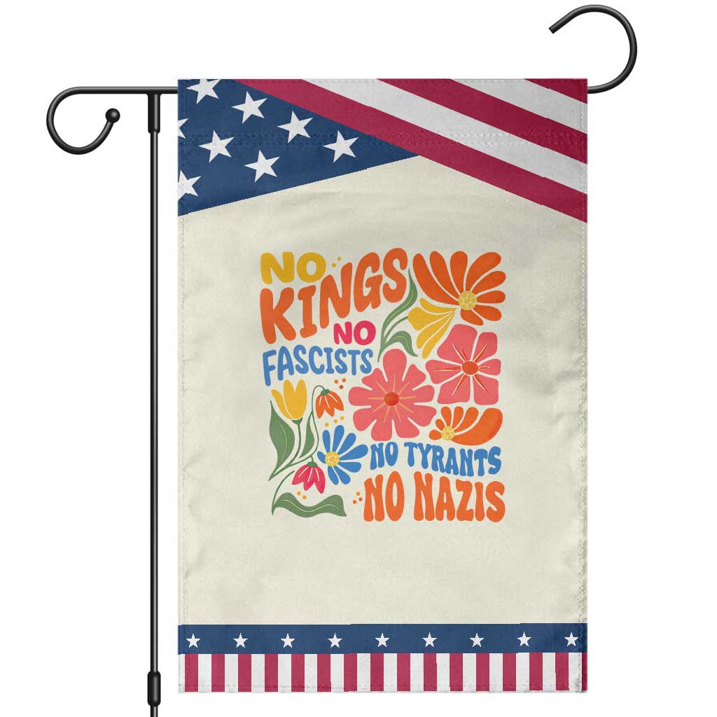 No Kings Wildflower Protest Garden Flag No Fascists No Tyrants No Nazis