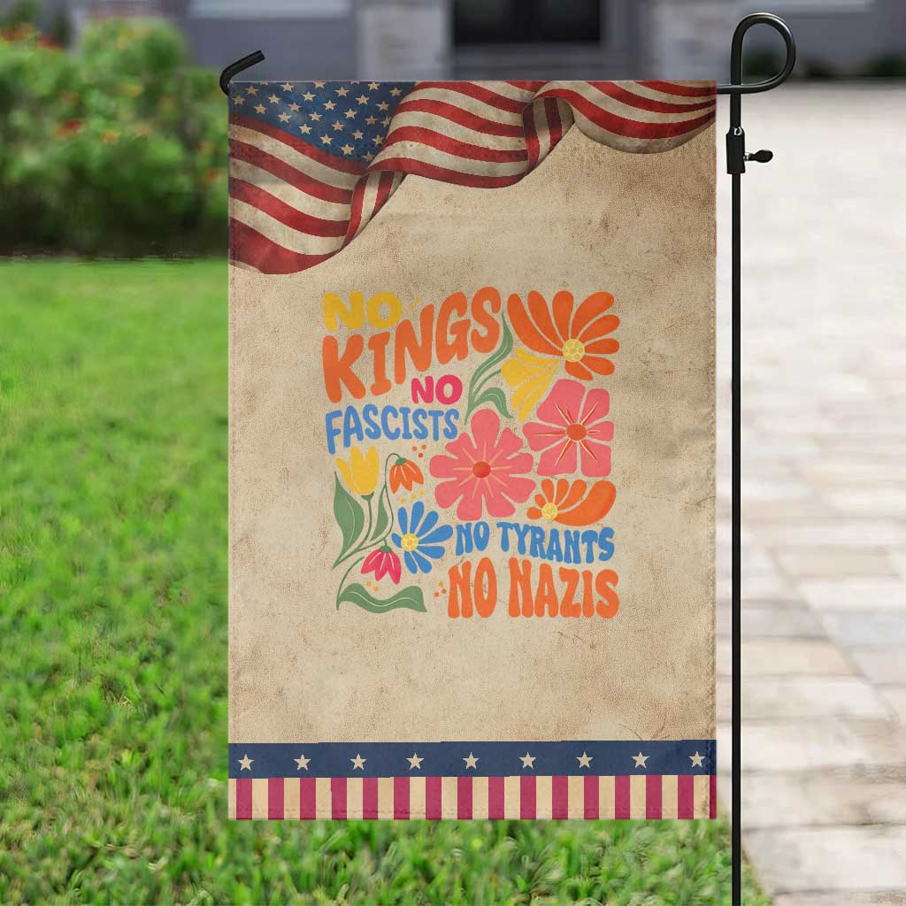 No Kings Wildflower Protest Garden Flag No Fascists No Tyrants No Nazis