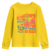 No Kings Wildflower Protest Youth Sweatshirt No Fascists No Tyrants No Nazis