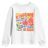 No Kings Wildflower Protest Youth Sweatshirt No Fascists No Tyrants No Nazis