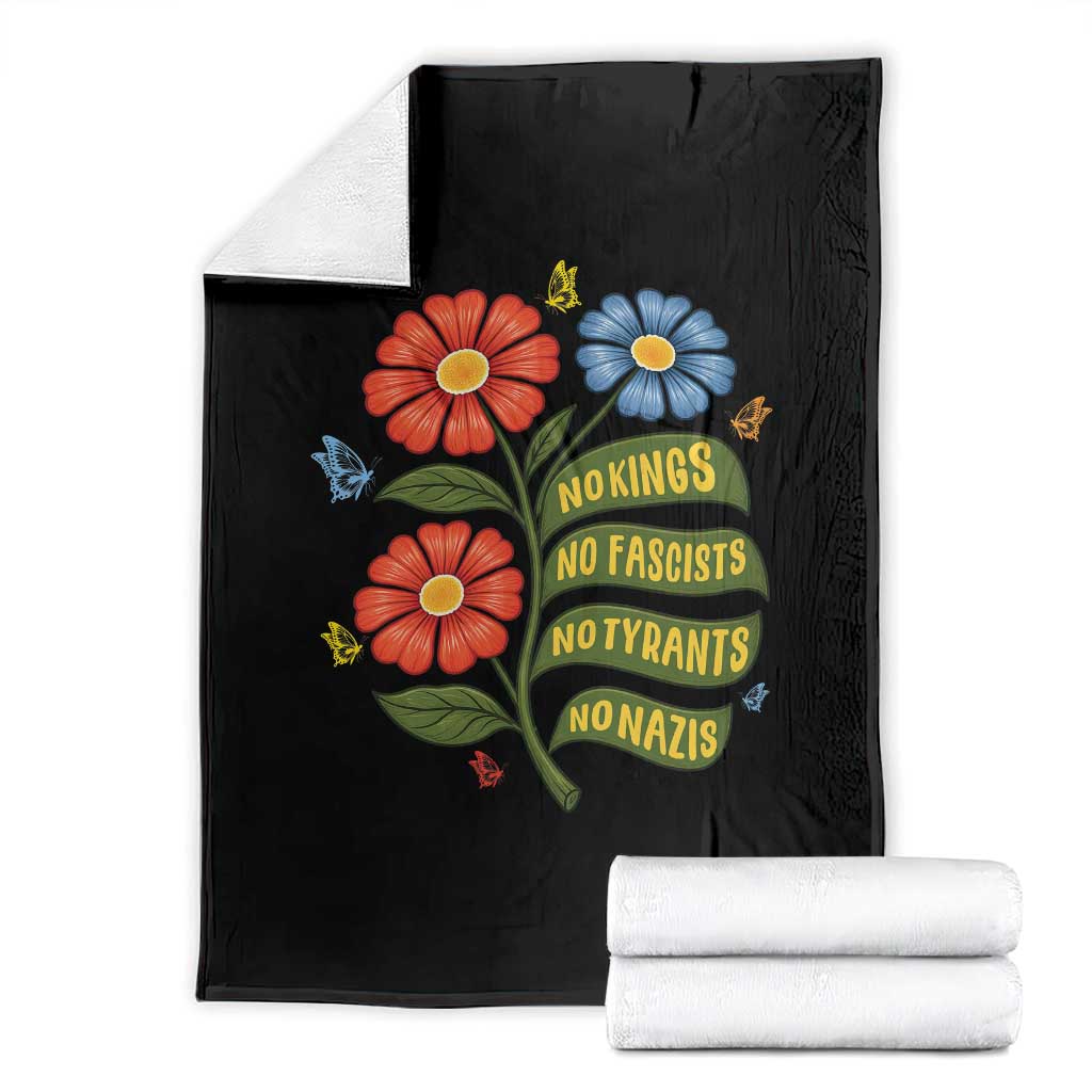 Wildflower Protest Freedom Gift Throw Blanket No Kings No Fascists No Tyrants