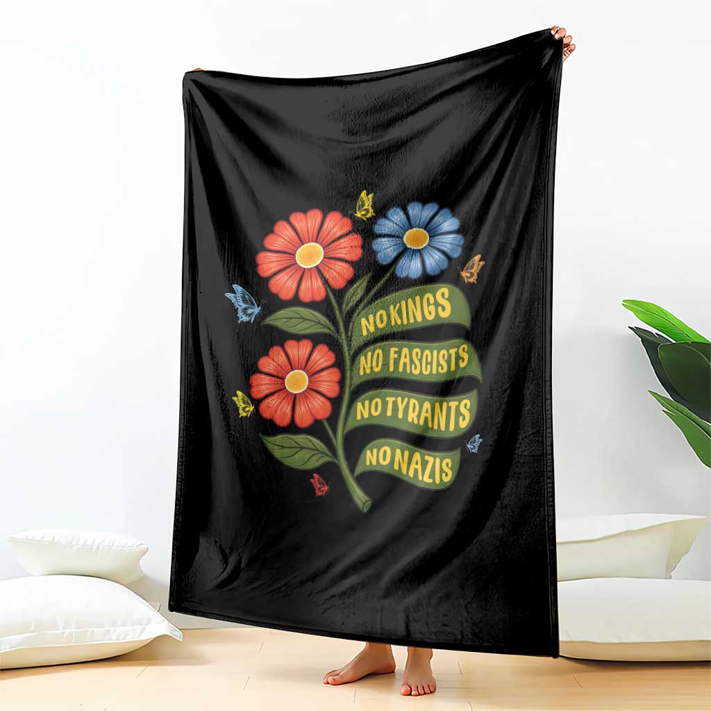 Wildflower Protest Freedom Gift Throw Blanket No Kings No Fascists No Tyrants