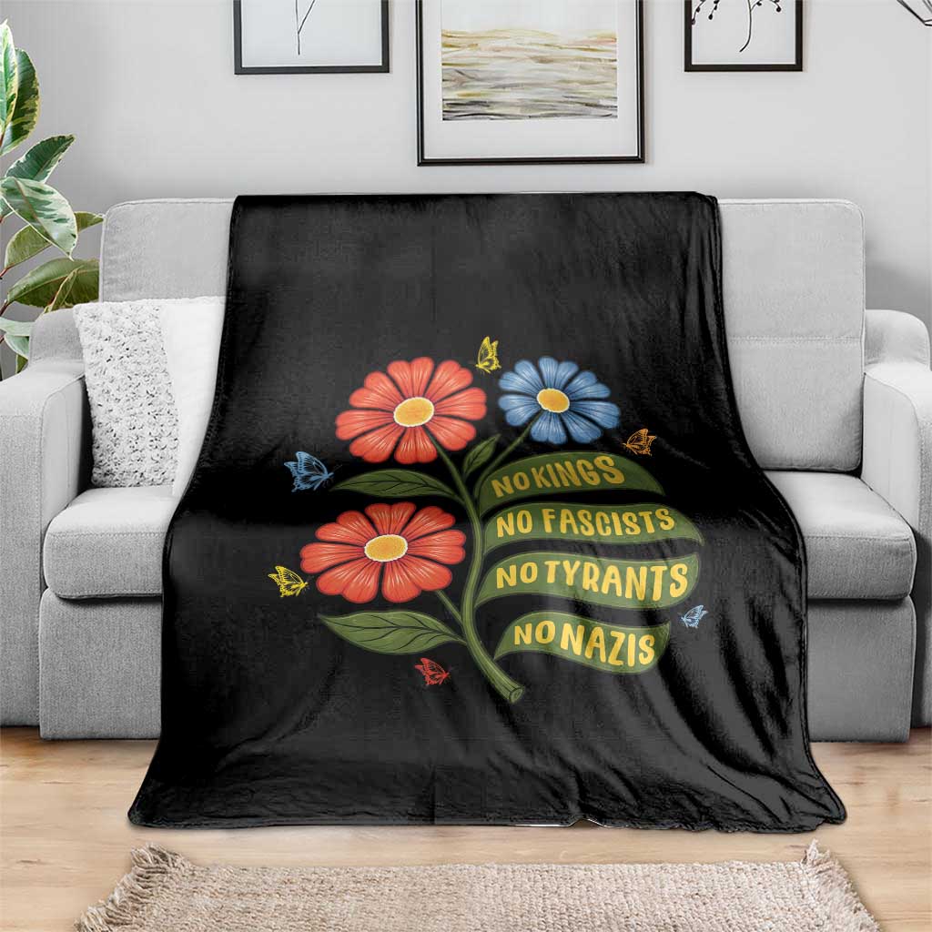 Wildflower Protest Freedom Gift Throw Blanket No Kings No Fascists No Tyrants