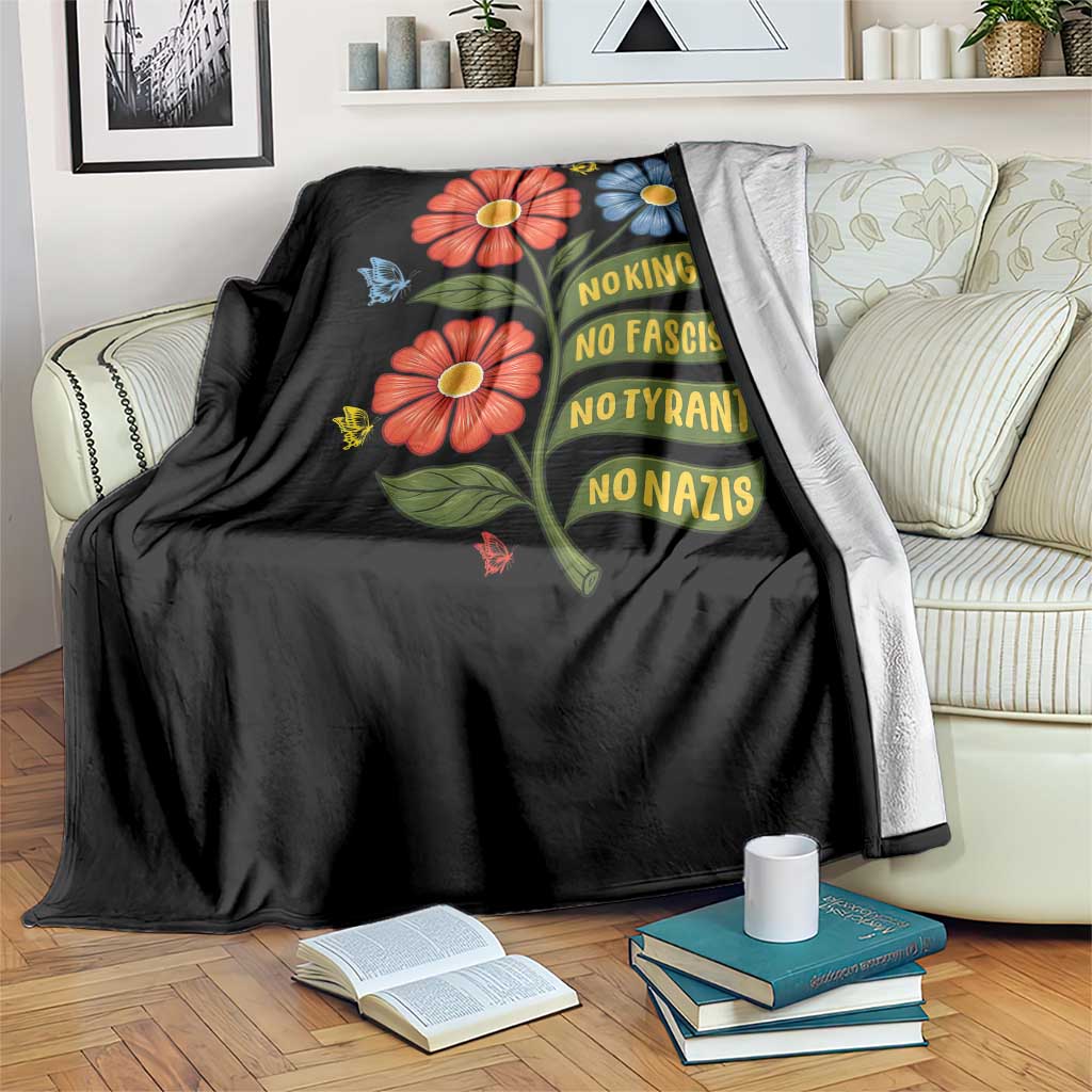 Wildflower Protest Freedom Gift Throw Blanket No Kings No Fascists No Tyrants
