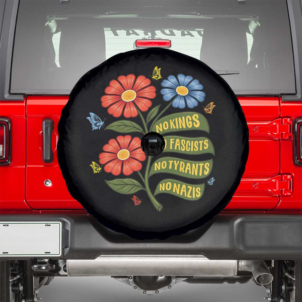Wildflower Protest Freedom Gift Spare Tire Cover No Kings No Fascists No Tyrants