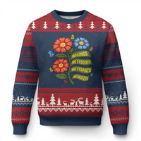 Wildflower Protest Freedom Gift Ugly Christmas Sweater No Kings No Fascists No Tyrants