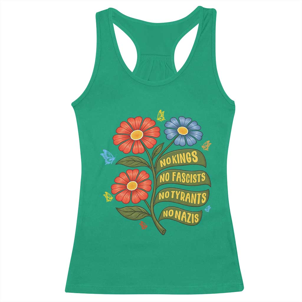 Wildflower Protest Freedom Gift Racerback Tank Top No Kings No Fascists No Tyrants