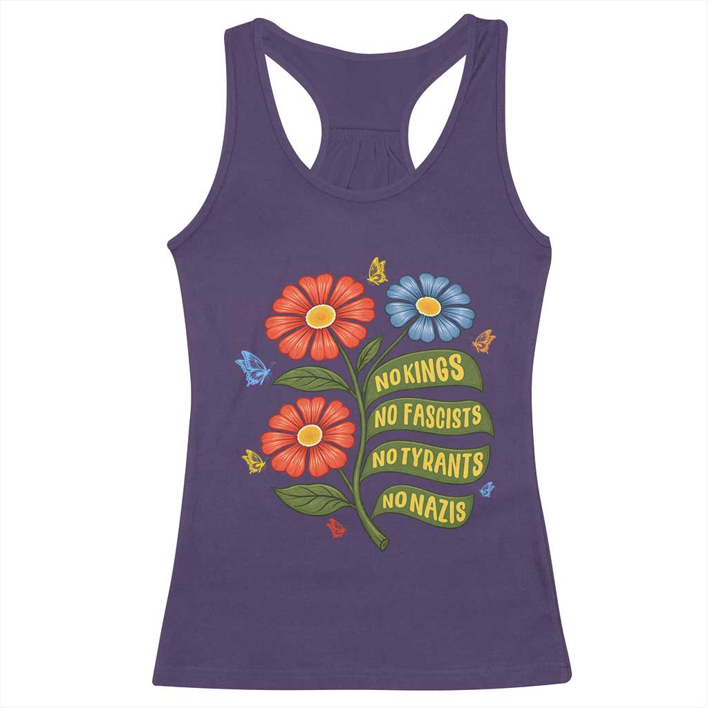 Wildflower Protest Freedom Gift Racerback Tank Top No Kings No Fascists No Tyrants
