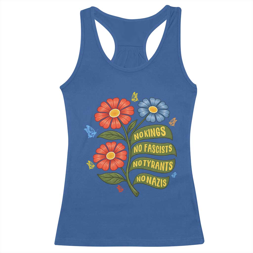 Wildflower Protest Freedom Gift Racerback Tank Top No Kings No Fascists No Tyrants
