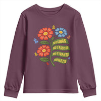 Wildflower Protest Freedom Gift Youth Sweatshirt No Kings No Fascists No Tyrants