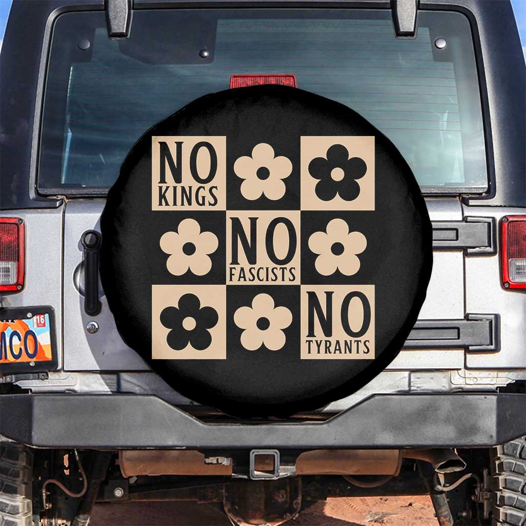 No Kings Wildflower Retro Boho Floral Spare Tire Cover