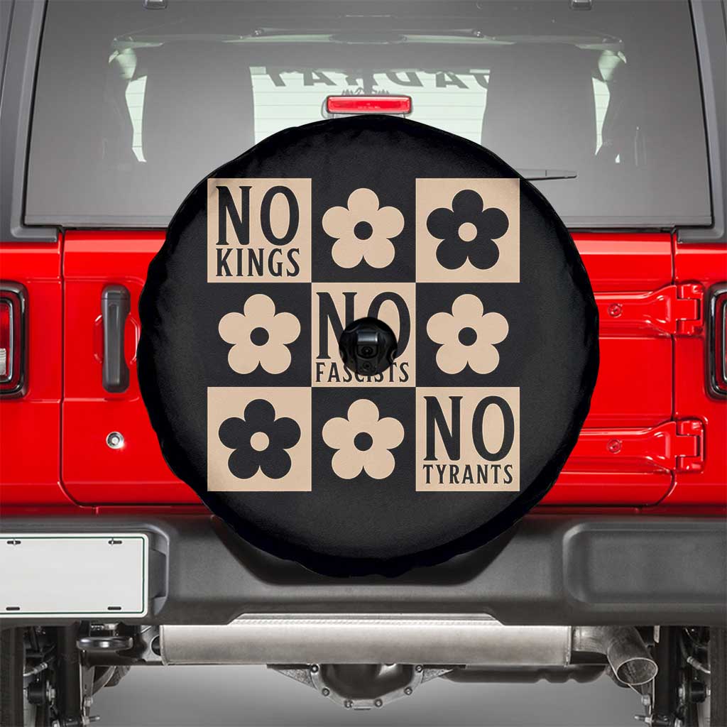 No Kings Wildflower Retro Boho Floral Spare Tire Cover