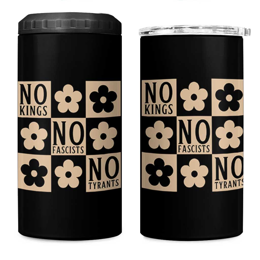 No Kings Wildflower Retro Boho Floral 4 in 1 Can Cooler Tumbler