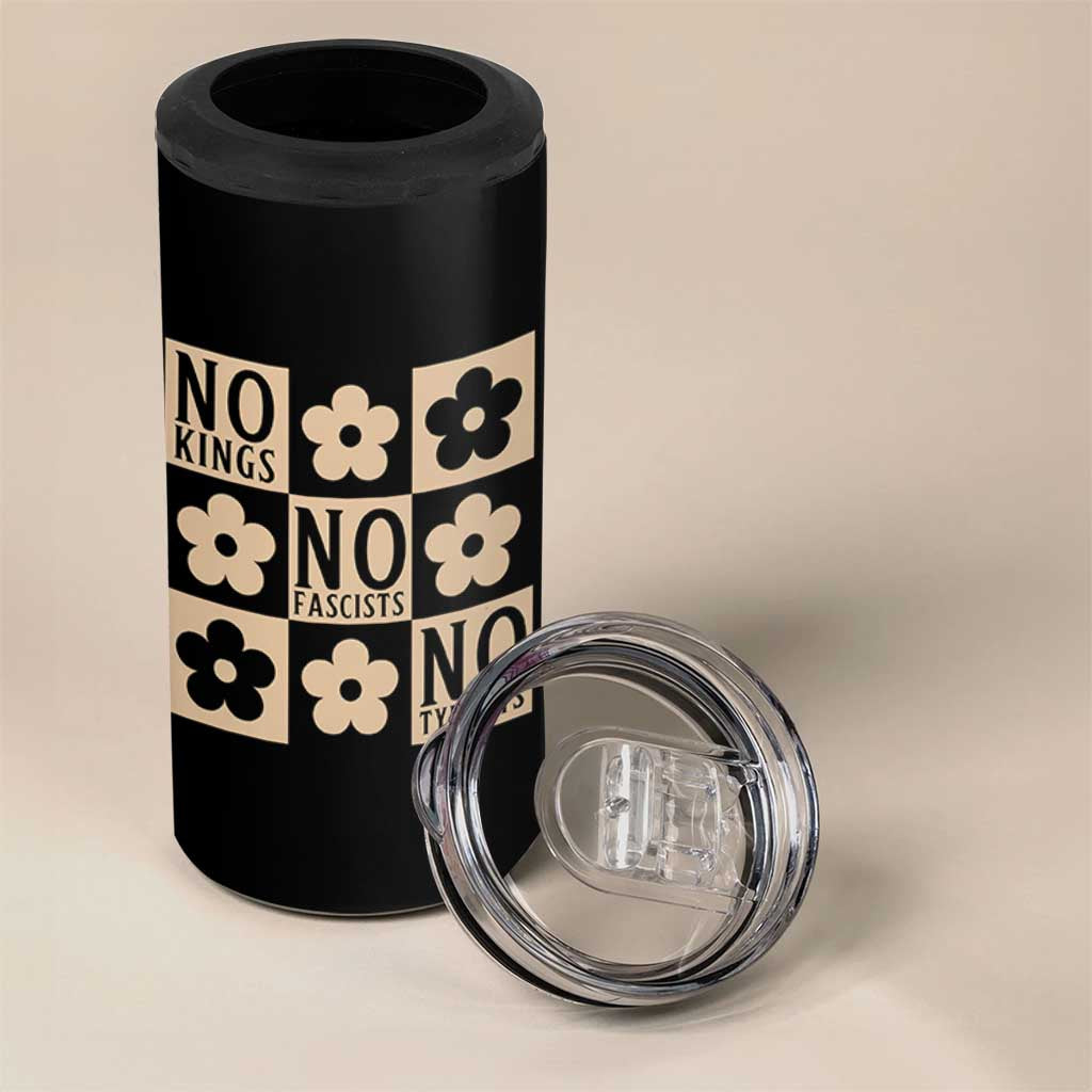 No Kings Wildflower Retro Boho Floral 4 in 1 Can Cooler Tumbler