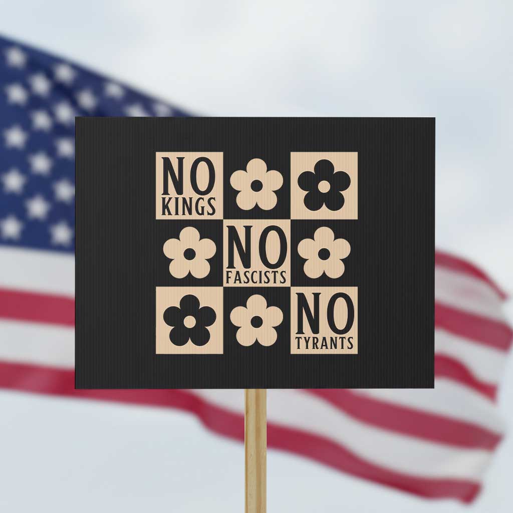 No Kings Wildflower Retro Boho Floral Protest Sign