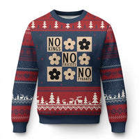 No Kings Wildflower Retro Boho Floral Ugly Christmas Sweater
