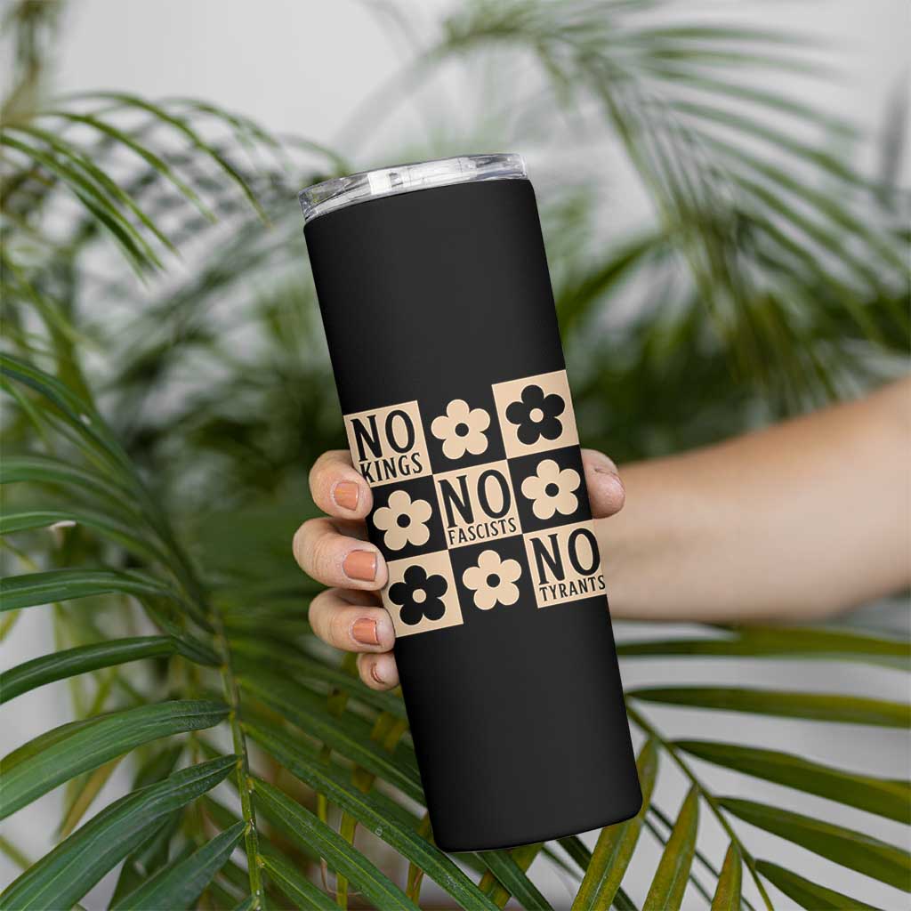 No Kings Wildflower Retro Boho Floral Skinny Tumbler
