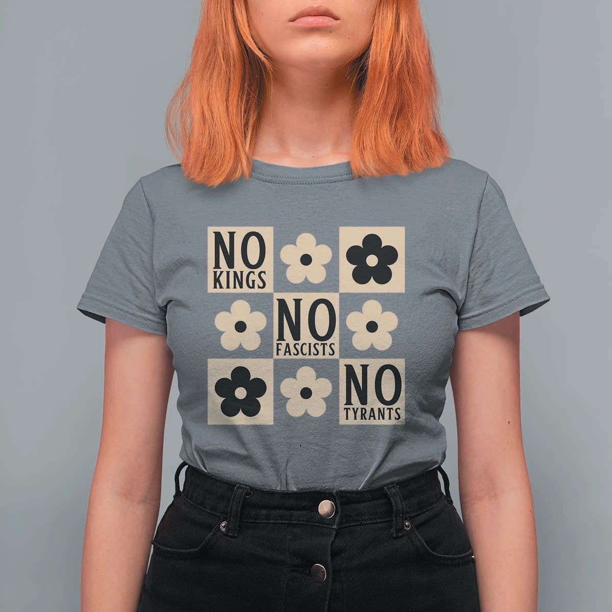 No Kings Wildflower Retro Boho Floral T Shirt For Women