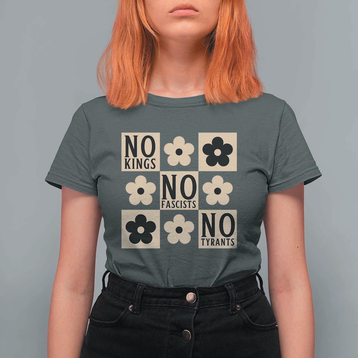 No Kings Wildflower Retro Boho Floral T Shirt For Women