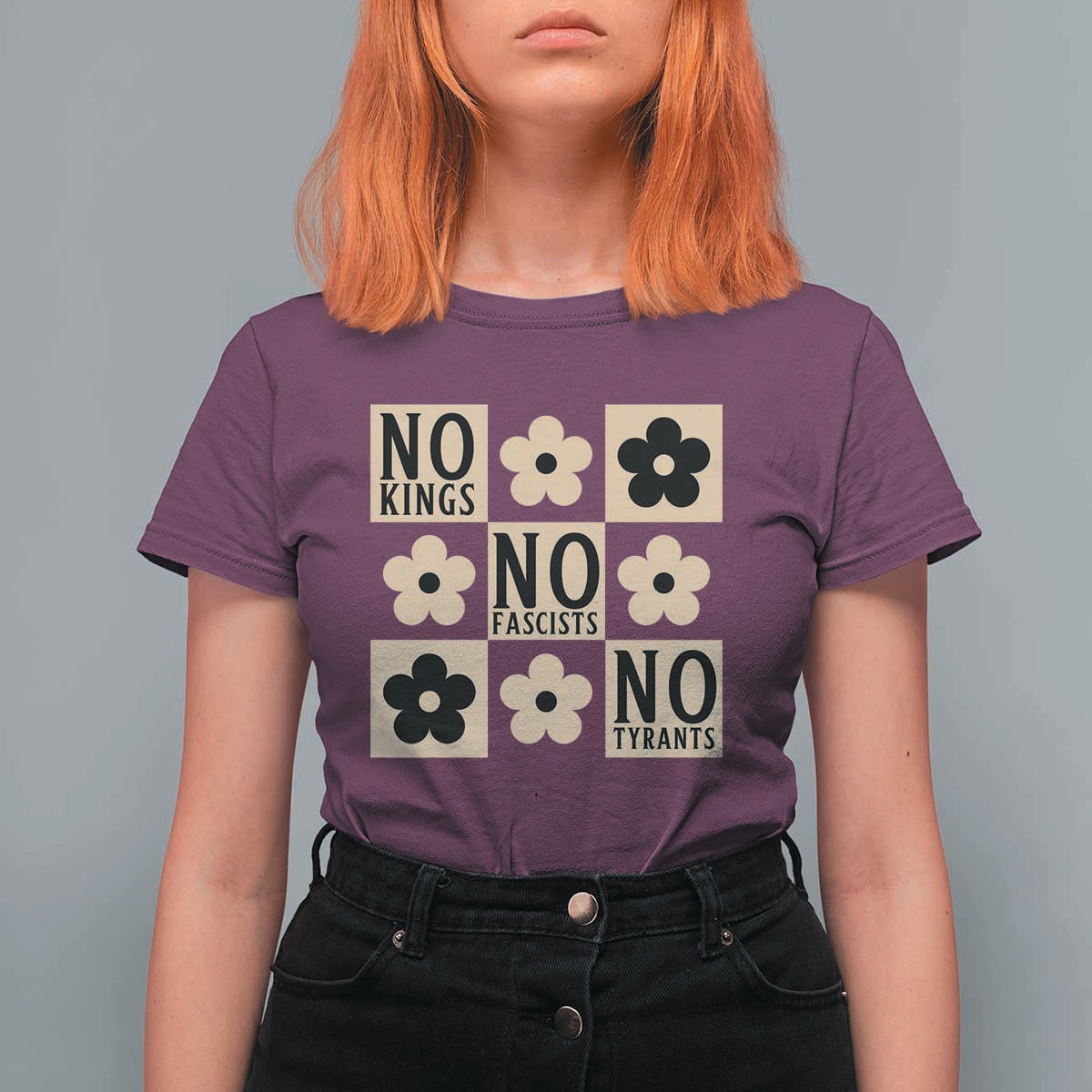 No Kings Wildflower Retro Boho Floral T Shirt For Women