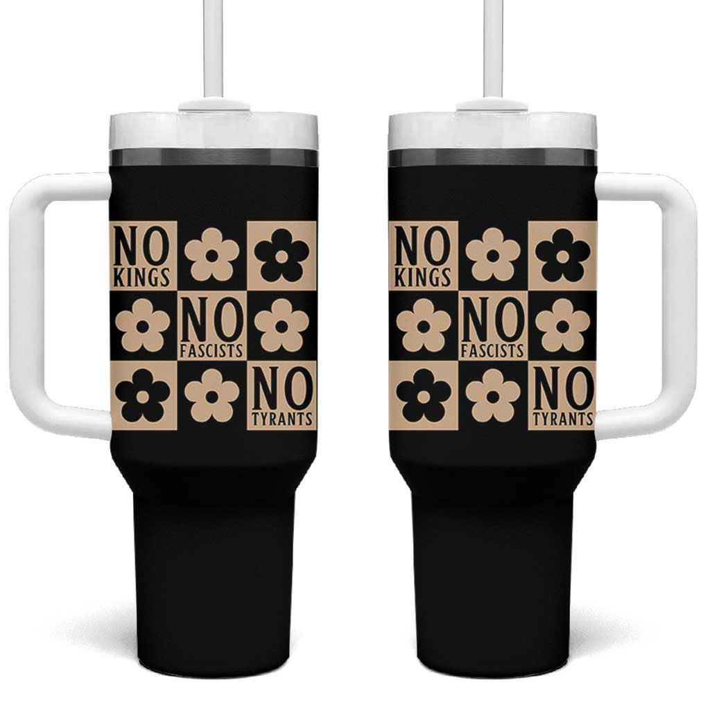 No Kings Wildflower Retro Boho Floral Tumbler With Handle