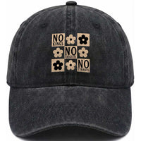 No Kings Wildflower Retro Boho Floral Washed Cotton Baseball Cap