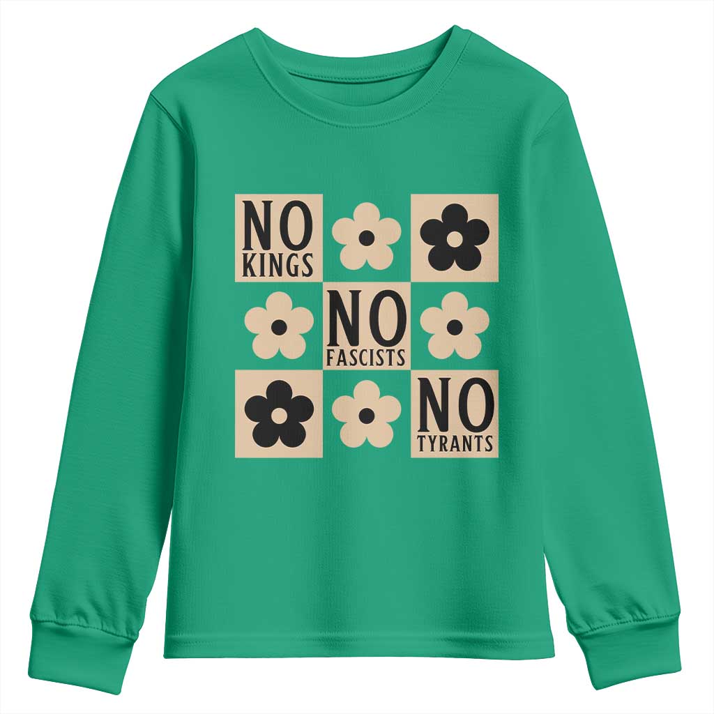 No Kings Wildflower Retro Boho Floral Youth Sweatshirt