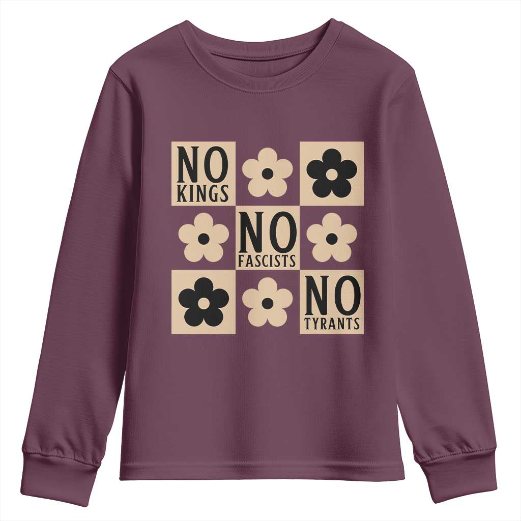 No Kings Wildflower Retro Boho Floral Youth Sweatshirt