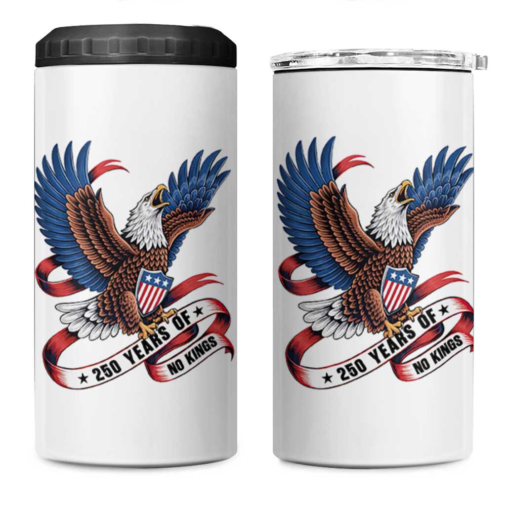 No Kings 4 in 1 Can Cooler Tumbler USA 250th Anniversary Freedom Eagle