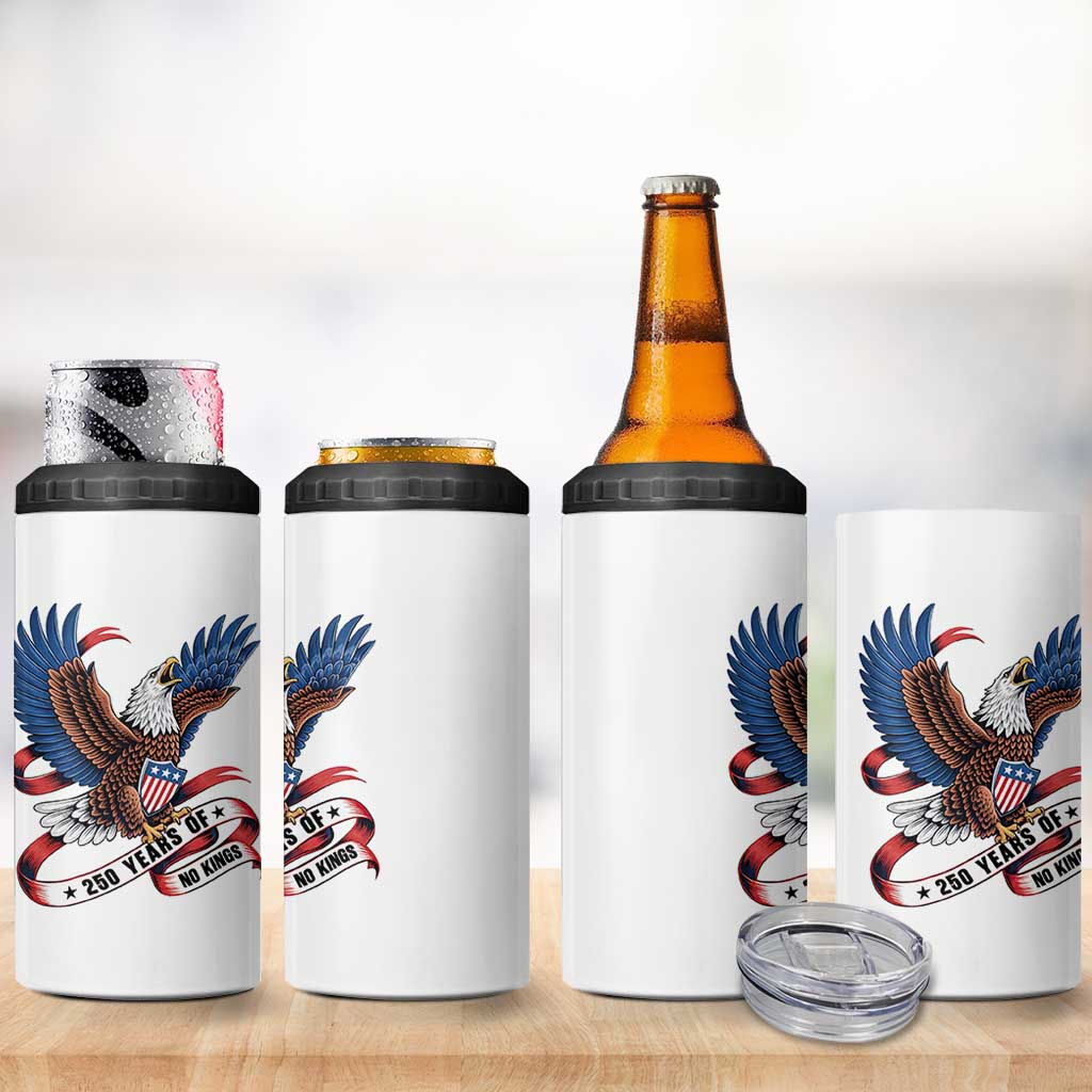 No Kings 4 in 1 Can Cooler Tumbler USA 250th Anniversary Freedom Eagle