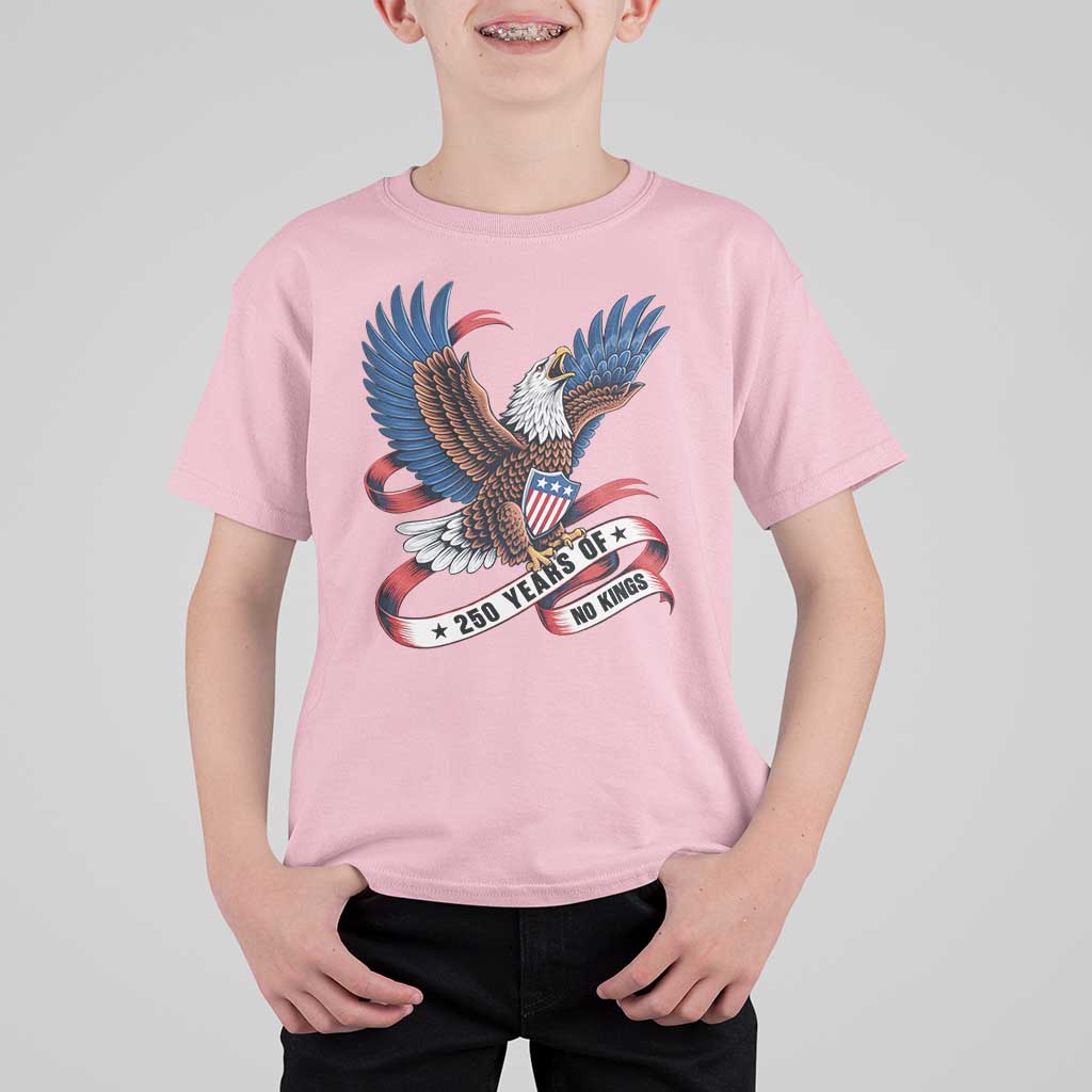 No Kings T Shirt For Kid USA 250th Anniversary Freedom Eagle