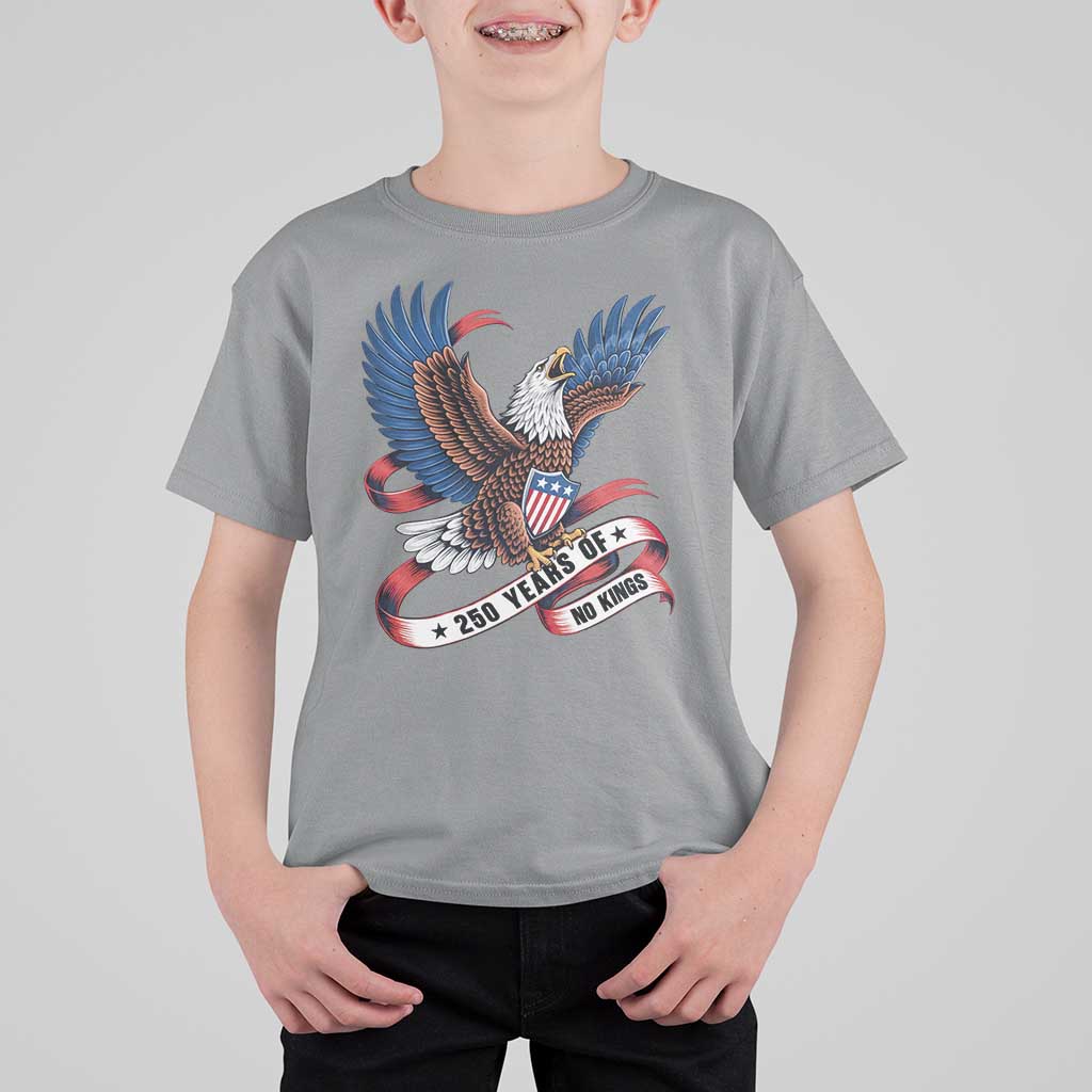 No Kings T Shirt For Kid USA 250th Anniversary Freedom Eagle