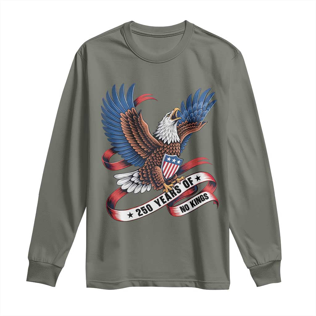 No Kings Long Sleeve Shirt USA 250th Anniversary Freedom Eagle