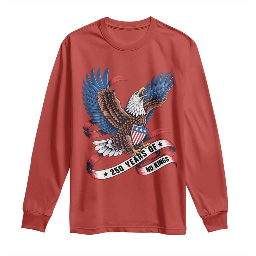 No Kings Long Sleeve Shirt USA 250th Anniversary Freedom Eagle