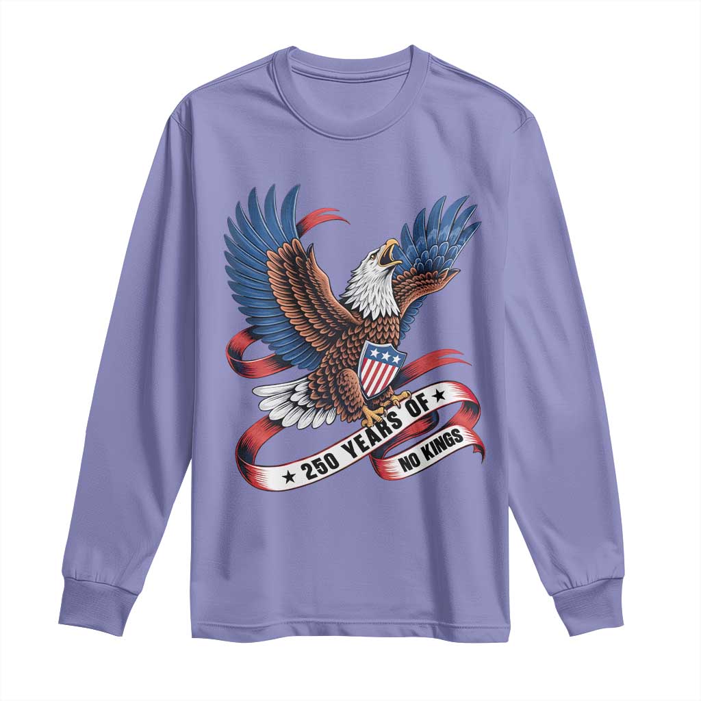 No Kings Long Sleeve Shirt USA 250th Anniversary Freedom Eagle