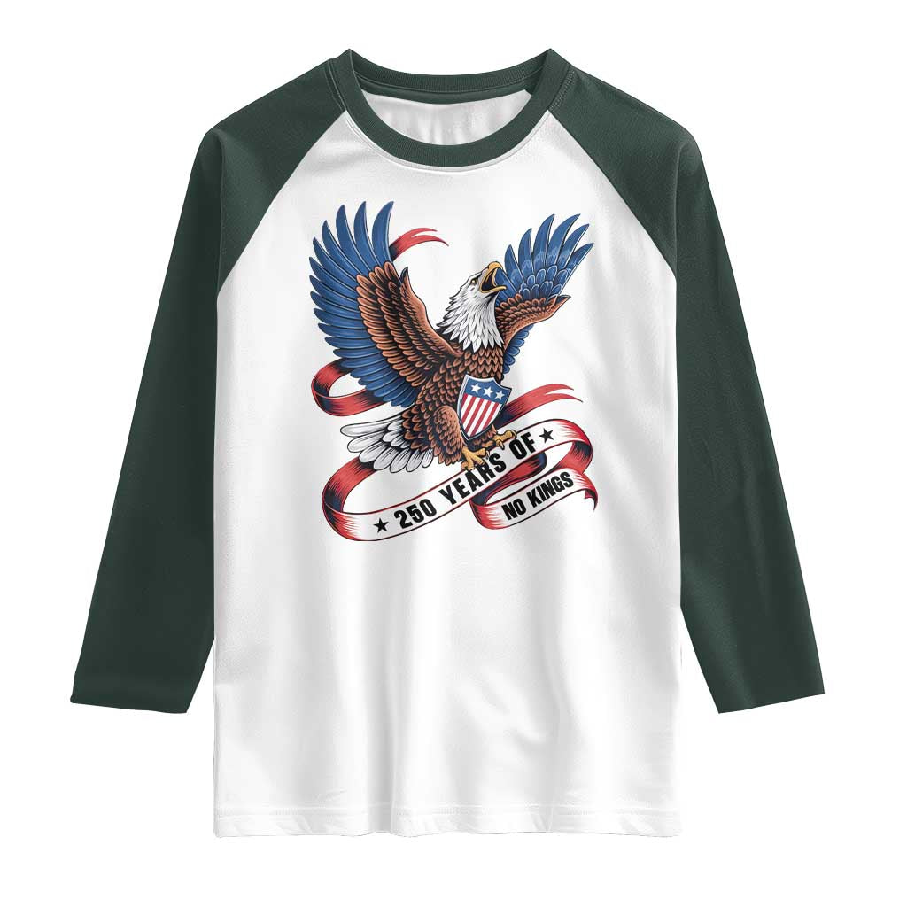 No Kings Raglan Shirt USA 250th Anniversary Freedom Eagle