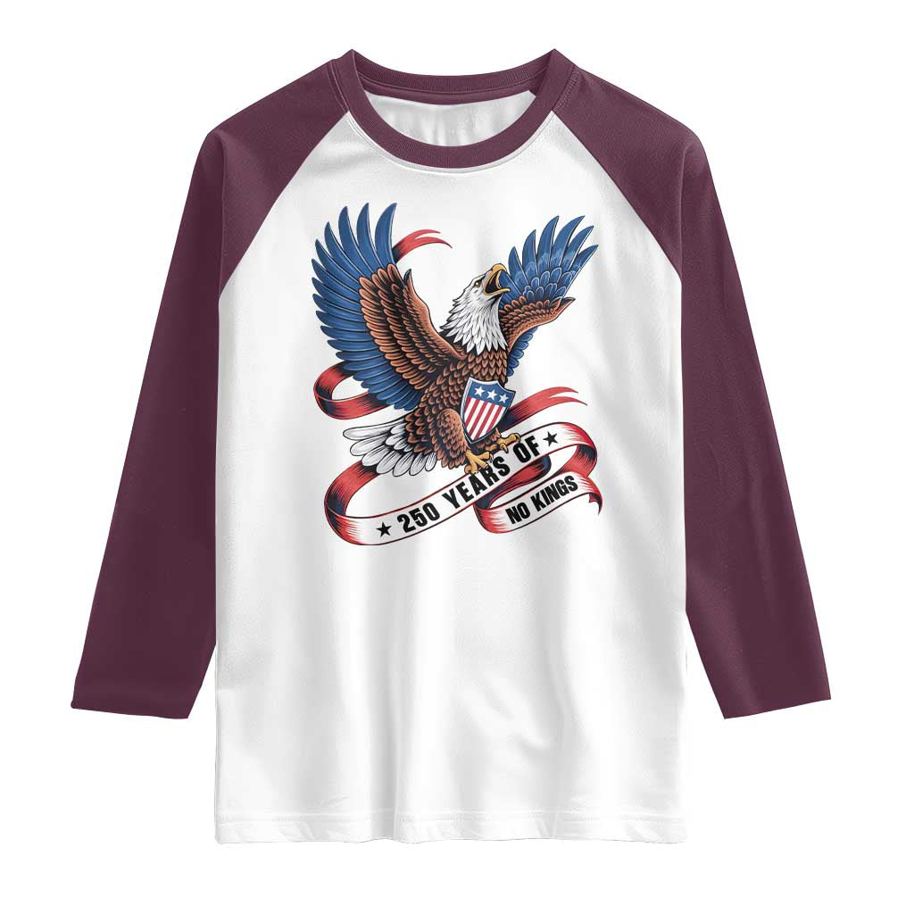 No Kings Raglan Shirt USA 250th Anniversary Freedom Eagle