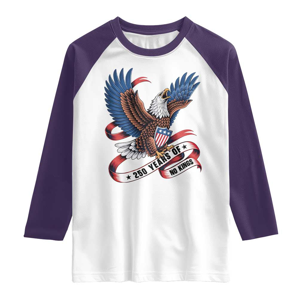 No Kings Raglan Shirt USA 250th Anniversary Freedom Eagle