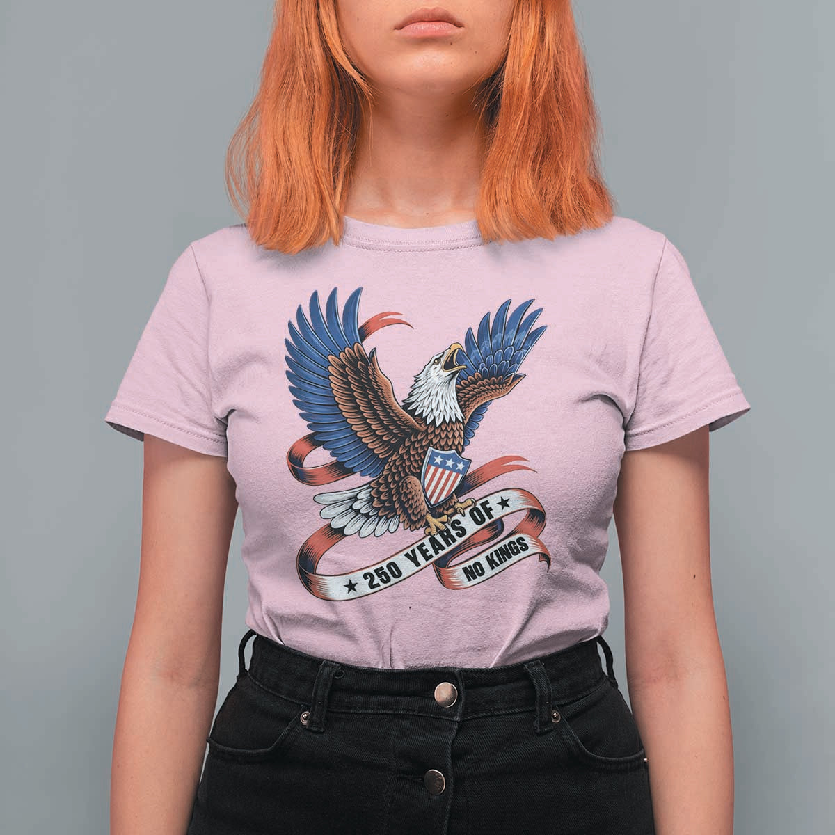 No Kings T Shirt For Women USA 250th Anniversary Freedom Eagle