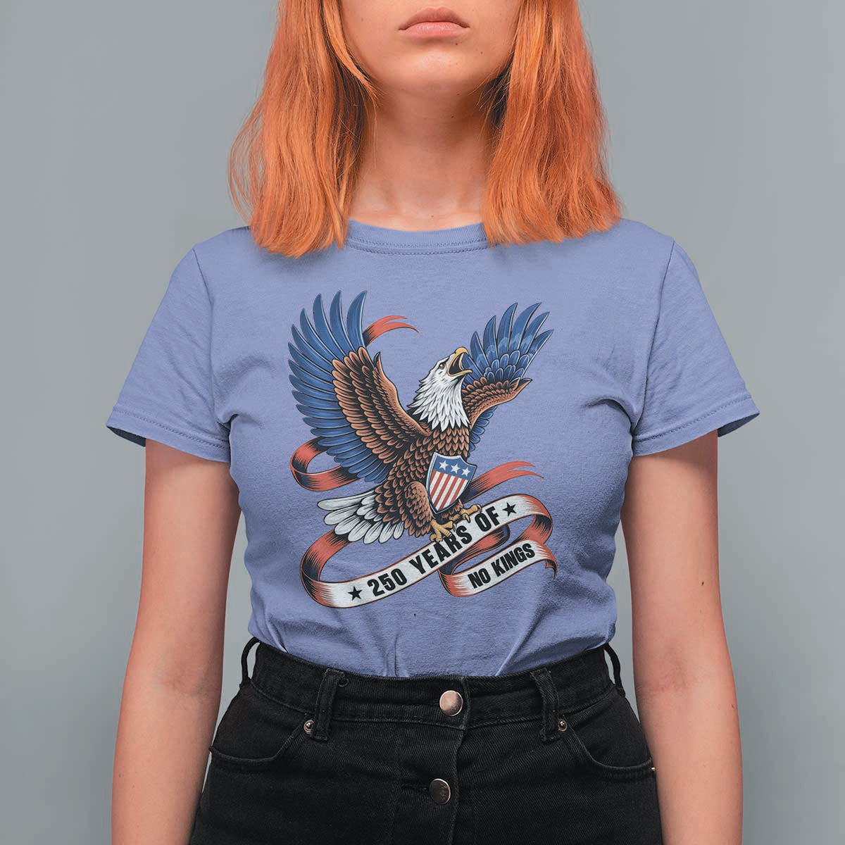 No Kings T Shirt For Women USA 250th Anniversary Freedom Eagle
