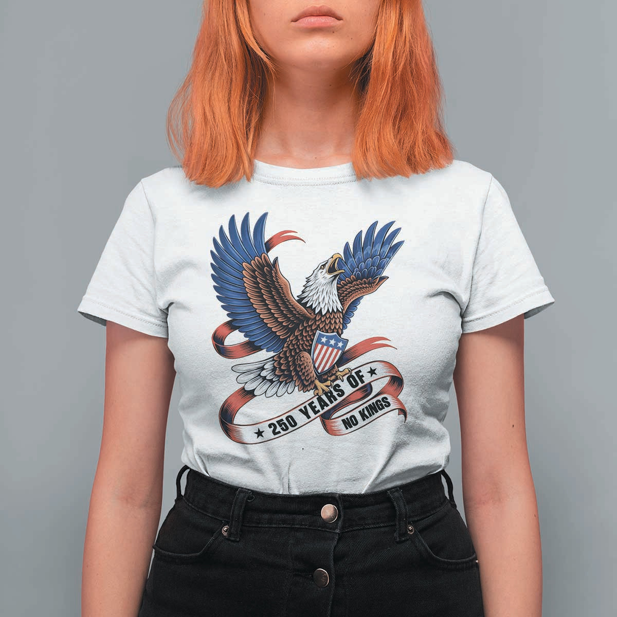 No Kings T Shirt For Women USA 250th Anniversary Freedom Eagle